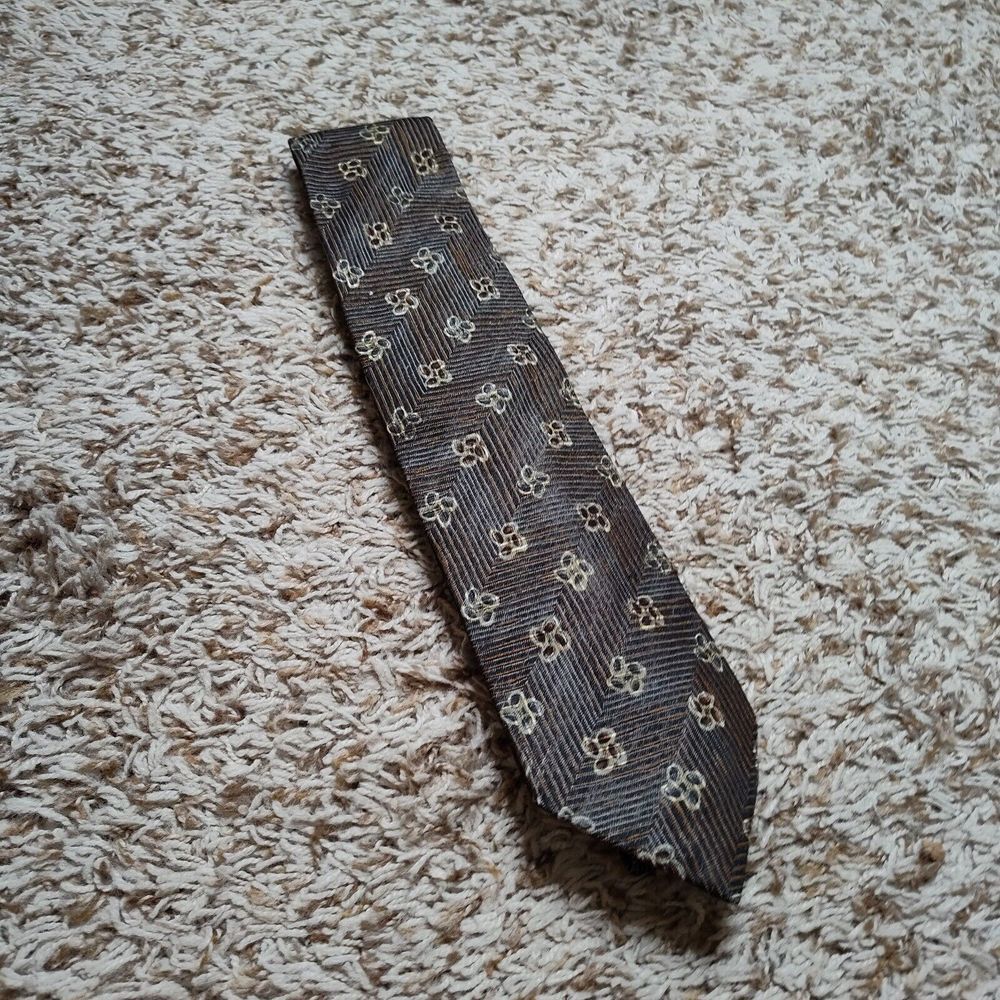 Ermenegildo Zegna Brown Geometric Quad Bean Men Neck Tie‎